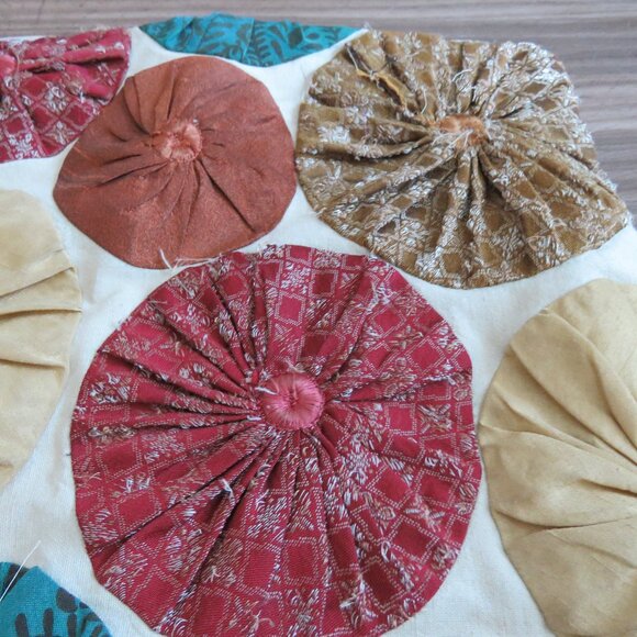 PIER 1 IMPORTS Cotton Silk Applique Patchwork Circle Decor Throw Pillow Sham - Picture 5 of 13